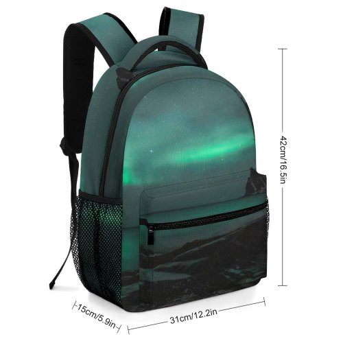 yanfind Children's Backpack Dark Lights Scenery Landscape Evening Light Borealis Northern Outdoor Outdoors Preschool Nursery Travel Bag