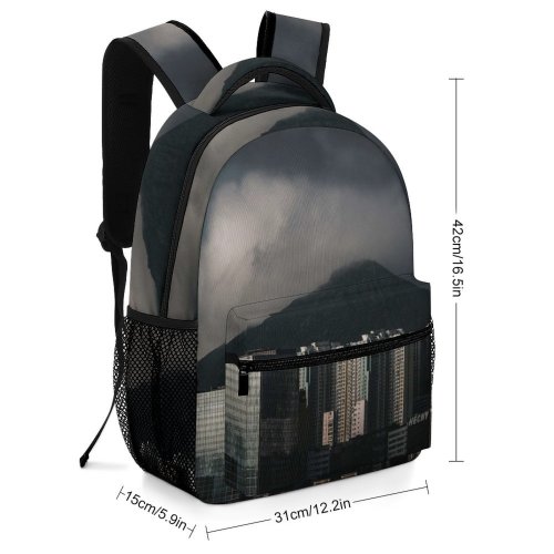 yanfind Children's Backpack Hong Kong Outdoors Urban Building City Town High Rise Office Storm Scenery Preschool Nursery Travel Bag