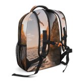 yanfind Children's Backpack Golden Sand Jumping Clouds Sunset Landscape Sunrays Beach Outdoors Hour Preschool Nursery Travel Bag