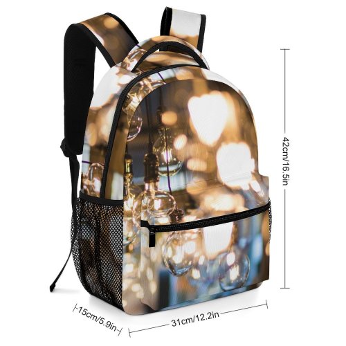 yanfind Children's Backpack  Gold Urban Stock City Light Illuminated Lamp Bulb Lights Nightlife Reflection Preschool Nursery Travel Bag