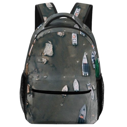 yanfind Children's Backpack Grass Boats Landscape Drone Rocks Travel River Canoes Outdoors High Boulders Watercrafts Preschool Nursery Travel Bag