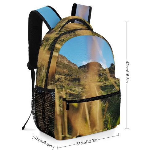 yanfind Children's Backpack Grass Plant Edinburgh Light  Outdoors Arthur's Seat Uk Sunlight Field Grassland Preschool Nursery Travel Bag