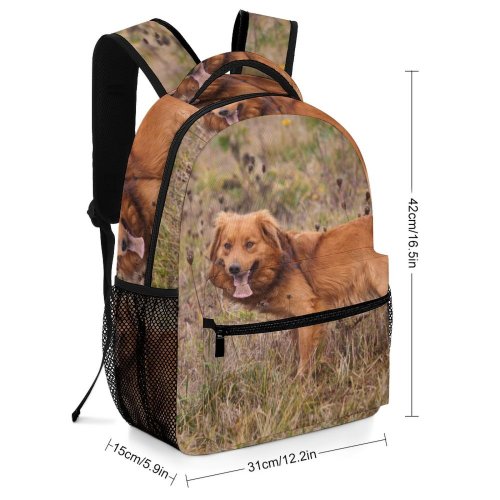 yanfind Children's Backpack Dog Field Autumn Vertebrate Canidae Carnivore Golden Sporting Scotia Duck Tolling Hovawart Preschool Nursery Travel Bag