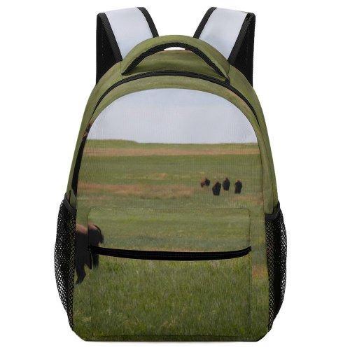 yanfind Children's Backpack Cattle Cow Outdoors Grassland Field  Bison Countryside Rural Farm Meadow Badlands Preschool Nursery Travel Bag
