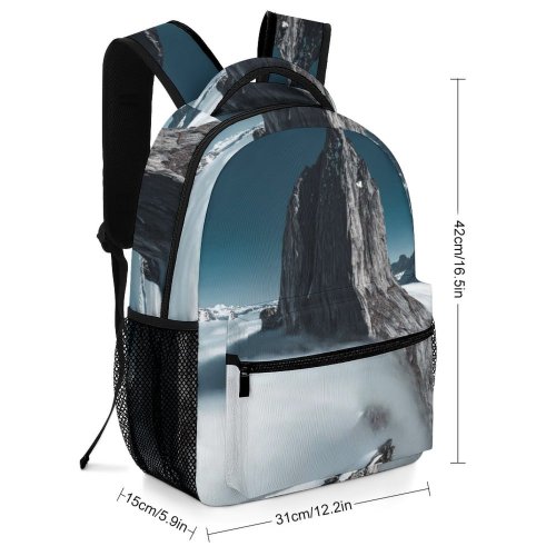 yanfind Children's Backpack Frozen Winter Fog Sunset Landscape Daylight Mountains Travel Rock Snow Climb Epic Preschool Nursery Travel Bag