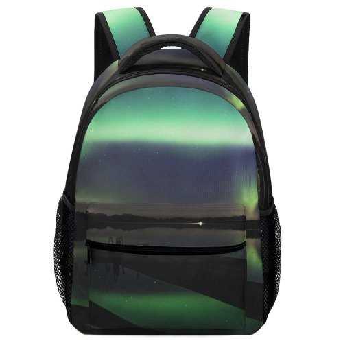 yanfind Children's Backpack Dark Lights Scenery Sunset Landscape Evening Travel Light Borealis Northern Boat Arctic Preschool Nursery Travel Bag