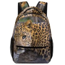 yanfind Children's Backpack Leopard Big Eyes Carnivore Wild  Outdoors Felidae Panthera Whiskers Hunter Wildlife Preschool Nursery Travel Bag