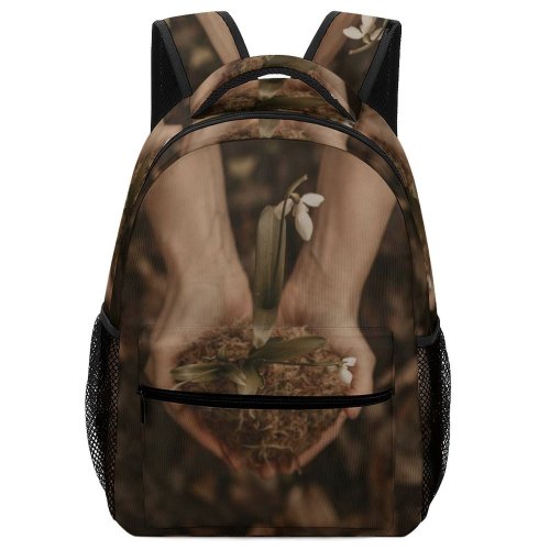 yanfind Children's Backpack Farming Focus Plant Dark Artsy Flowers Houseplant Roots Wood Daylight Preschool Nursery Travel Bag