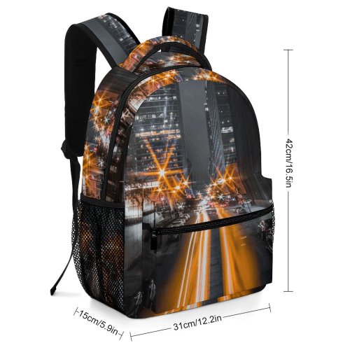 yanfind Children's Backpack  Street City Time Lights Downtown Roadway Lapse Cityscape Parked Fast Traffic Preschool Nursery Travel Bag