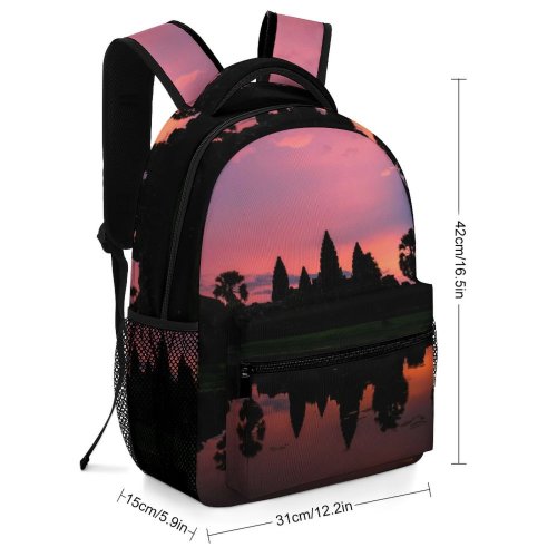 yanfind Children's Backpack Angkor Backlit Tree Tall Dark Sunset Grass Landscape Evening Light Cambodia Preschool Nursery Travel Bag