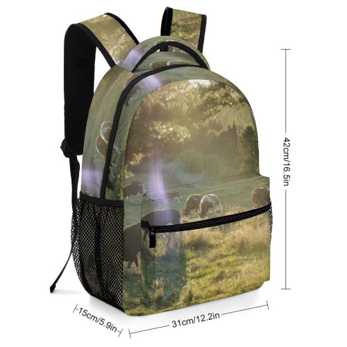 yanfind Children's Backpack Cattle Field Grassland Outdoors Countryside Farm Grazing Meadow Pasture Ranch Rural Cow Preschool Nursery Travel Bag