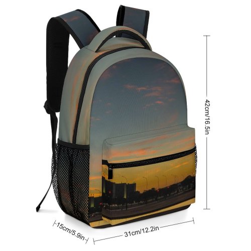 yanfind Children's Backpack Backlit Golden Street City Lights Airport Cityscape Clouds Sunset Landscape Evening Travel Preschool Nursery Travel Bag