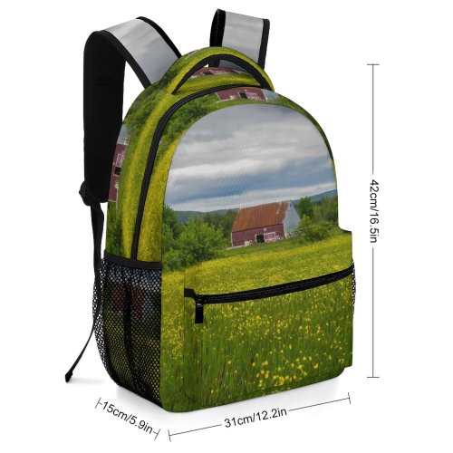 yanfind Children's Backpack Field Grassland Outdoors Countryside Farm Rural Meadow Building Cottage Housing Hut Pasture Preschool Nursery Travel Bag
