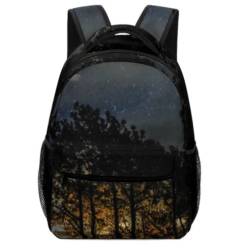 yanfind Children's Backpack Backlit Canvas Tree Fog Dark Sunbeams Tent Sunset Landscape Evening Travel Light Preschool Nursery Travel Bag