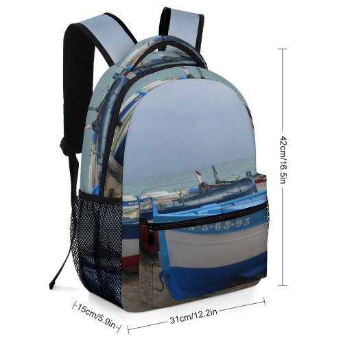 yanfind Children's Backpack Boats Calm Clouds Coast Coastline Country Countryside Fishing Land Landscape Lock Preschool Nursery Travel Bag