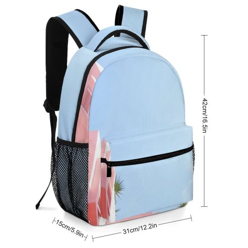 yanfind Children's Backpack Building Architecture Spain HQ City Pastel Summer Aesthetic Wall Urban Travel Housing Preschool Nursery Travel Bag