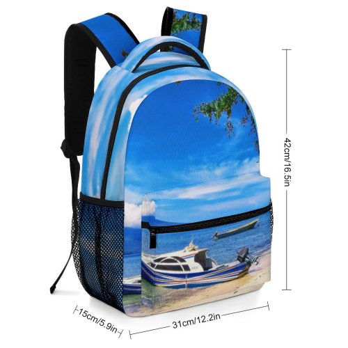 yanfind Children's Backpack Bay Tree Beautiful Coast Sand Vacation Yatchs Clouds Formation Daylight Travel Sunny Preschool Nursery Travel Bag