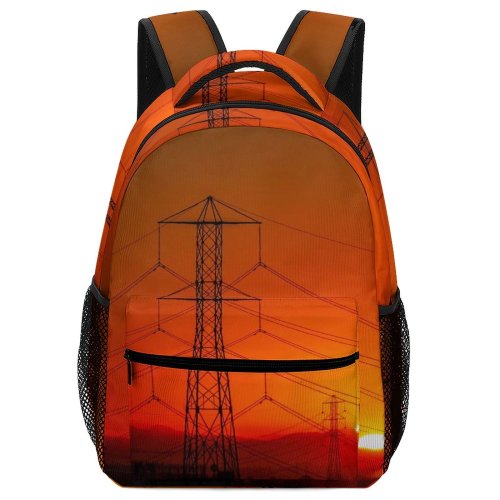 yanfind Children's Backpack Cable  Lines Light Electric Transmission  Utility Pole Gold Foggy Fog Preschool Nursery Travel Bag