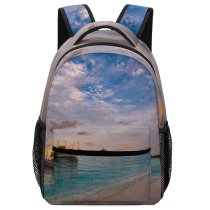 yanfind Children's Backpack Beautiful Sand  Clouds Sunset Travel Island Beach Turquoise  Tropical Boat Preschool Nursery Travel Bag