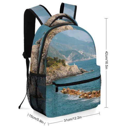 yanfind Children's Backpack Coast City  Promontory Terre Domain Ocean Public Shoreline Travel Outdoors Preschool Nursery Travel Bag