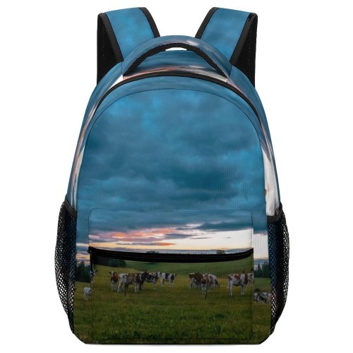 yanfind Children's Backpack Field Grassland Outdoors Countryside Farm Rural Cattle Cow Pasture Meadow Ranch Grazing Preschool Nursery Travel Bag