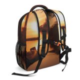 yanfind Children's Backpack Golden Silhouettes Scenery Clouds Sunset Landscape Boat Silhouetted Scenic Hour Lake Preschool Nursery Travel Bag