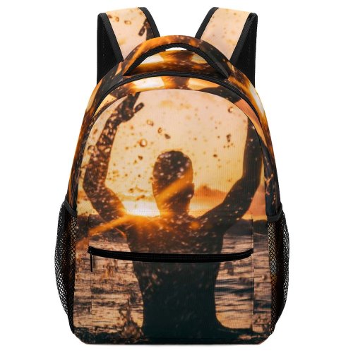 yanfind Children's Backpack Backlit Golden Clouds Sunlight Sunset Evening  Beach  Sunrise Outdoors Hour Preschool Nursery Travel Bag