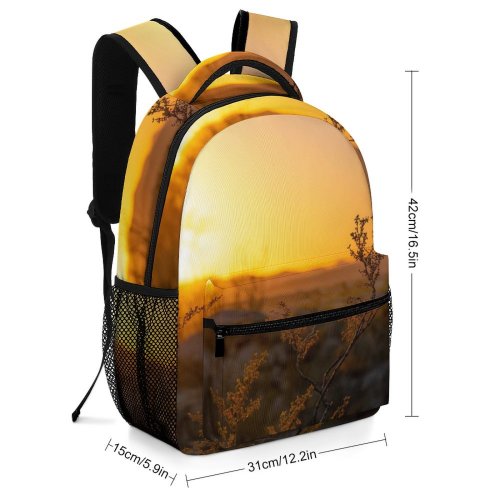yanfind Children's Backpack Backlit Golden Dry Sunlight Sunset Desert Landscape Mountains Field  Outdoors Hour Preschool Nursery Travel Bag