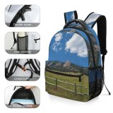 yanfind Children's Backpack Distance Field Hill Grass Beauty Fence Rural Plant  Outdoors Preschool Nursery Travel Bag
