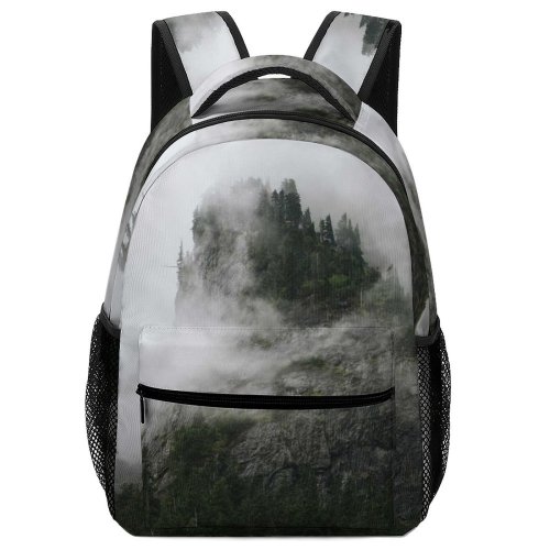 yanfind Children's Backpack Fog Outdoors Mist Grey Abies Fir Plant Tree  Washington Forest Fall Preschool Nursery Travel Bag