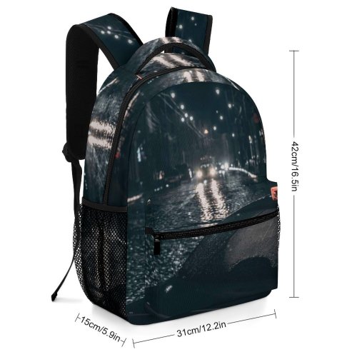 yanfind Children's Backpack  Street Dark Lights Downtown Automobiles Landscape Traffic Evening Light Buildings Preschool Nursery Travel Bag