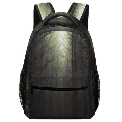 yanfind Children's Backpack Backlit Park Fog Dark Foggy Rural Forest Scenic Trees Woods Conifer Countryside Preschool Nursery Travel Bag