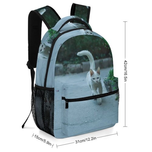 yanfind Children's Backpack Kitty Grass Pet Outdoors Street Kitten Cute Adorable Plants Tail Road Landscape Preschool Nursery Travel Bag