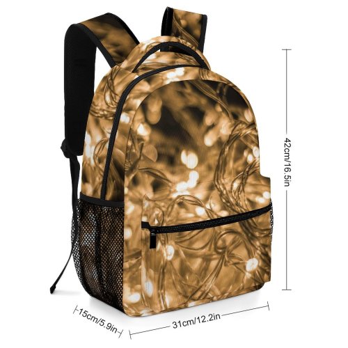 yanfind Children's Backpack  Art Gradient Christmas Dark Decoration Shining Texture Lights Gold Preschool Nursery Travel Bag