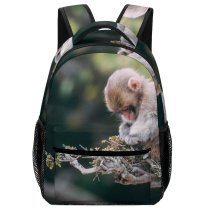 yanfind Children's Backpack  Focus Monkey Tree Branch Primate Little Depth Field Wildlife Outdoors Young Preschool Nursery Travel Bag