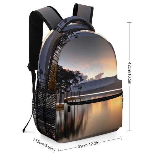 yanfind Children's Backpack Backlit Beautiful Illuminated Sunset Landscape Hills Light River Lake Reflection Dawn Sea Preschool Nursery Travel Bag