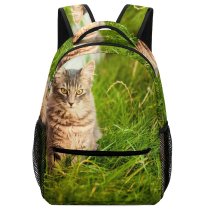 yanfind Children's Backpack Grass Pet Funny Outdoors Kitten Portrait Field Cute Little Cat  Whisker Preschool Nursery Travel Bag