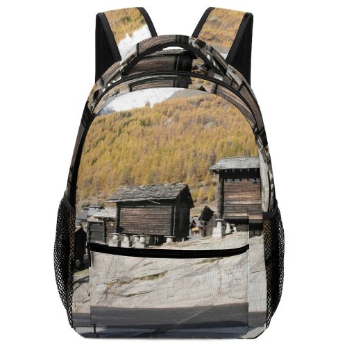 yanfind Children's Backpack Cottage Village Barrack Hut Mountains Mountainous Landforms Range Alps Building Rock Preschool Nursery Travel Bag