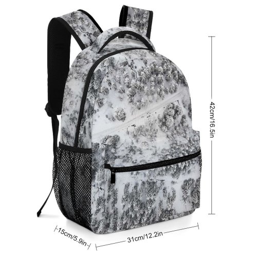 yanfind Children's Backpack Grey Outdoors Snow  Plant Tree Winter Abies Fir Landscape Scenery Frost Preschool Nursery Travel Bag