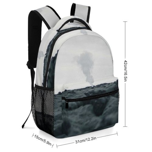 yanfind Children's Backpack Eruption Fjords Pictures Winter Outdoors Travelling Grey  Lagoon Free Heavy Preschool Nursery Travel Bag