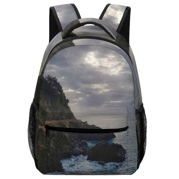 yanfind Children's Backpack Cliff Outdoors Promontory Cinque Terre  Italy Ocean Sea Grey Public Domain Preschool Nursery Travel Bag