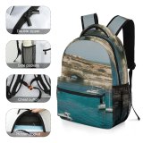 yanfind Children's Backpack Bay Boats Tourism Yacht Vacation Daylight Travel Island Beach Sailboats Transportation Outdoors Preschool Nursery Travel Bag