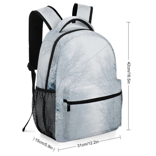 yanfind Children's Backpack Frozen Tree Winter Fog Forest Season Scenery Icee Freeze Landscape Daylight Preschool Nursery Travel Bag
