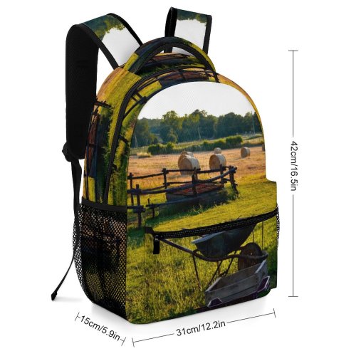 yanfind Children's Backpack Birds Field Cow Grass Rural Plant Cattle Commons Outdoors Farm Grazing Preschool Nursery Travel Bag