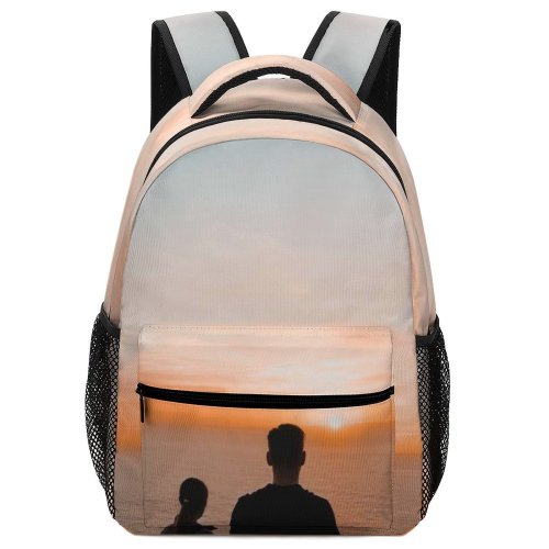 yanfind Children's Backpack Golden Silhouettes Scenery Clouds Sunset Landscape Couple Silhouetted Scenic Hour Preschool Nursery Travel Bag
