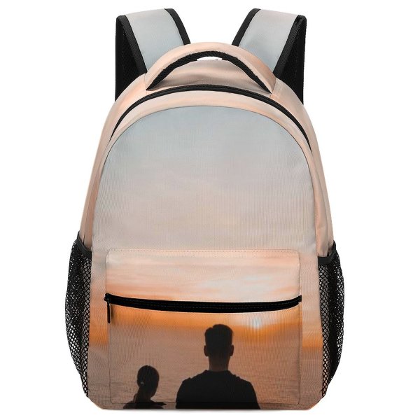 yanfind Children's Backpack Golden Silhouettes Scenery Clouds Sunset Landscape Couple Silhouetted Scenic Hour Preschool Nursery Travel Bag