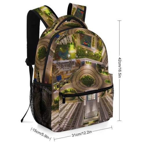 yanfind Children's Backpack Beautiful City Buildingss Illuminated Lights Downtown Evening Buildings Building Architecture High Exterior Preschool Nursery Travel Bag