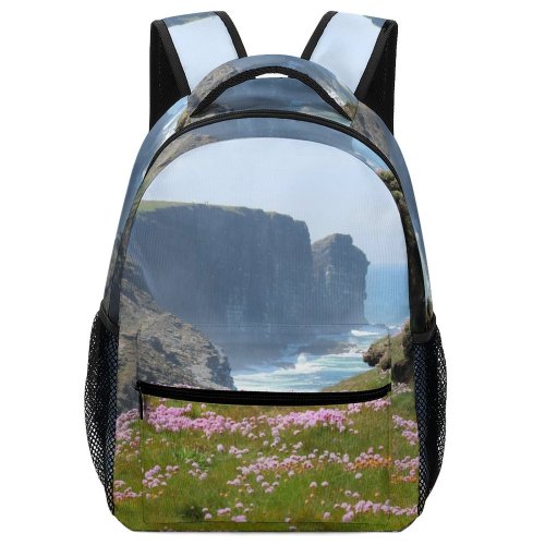 yanfind Children's Backpack Cliff Outdoors Field Grassland Promontory Scenery Ireland Ocean Sea Land Countryside Grey Preschool Nursery Travel Bag