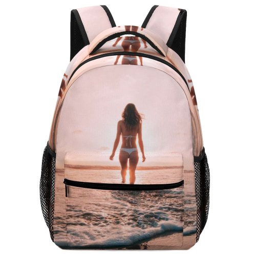 yanfind Children's Backpack Girl Sand Sexy Bikini Sunset Landscape Evening Travel Leisure Island Love Preschool Nursery Travel Bag