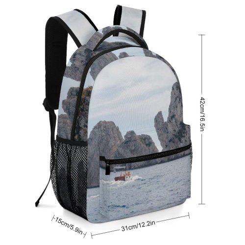 yanfind Children's Backpack Bay Tourism Vacation Daylight Travel Leisure  Island Beach Capri Boat Outdoors Preschool Nursery Travel Bag